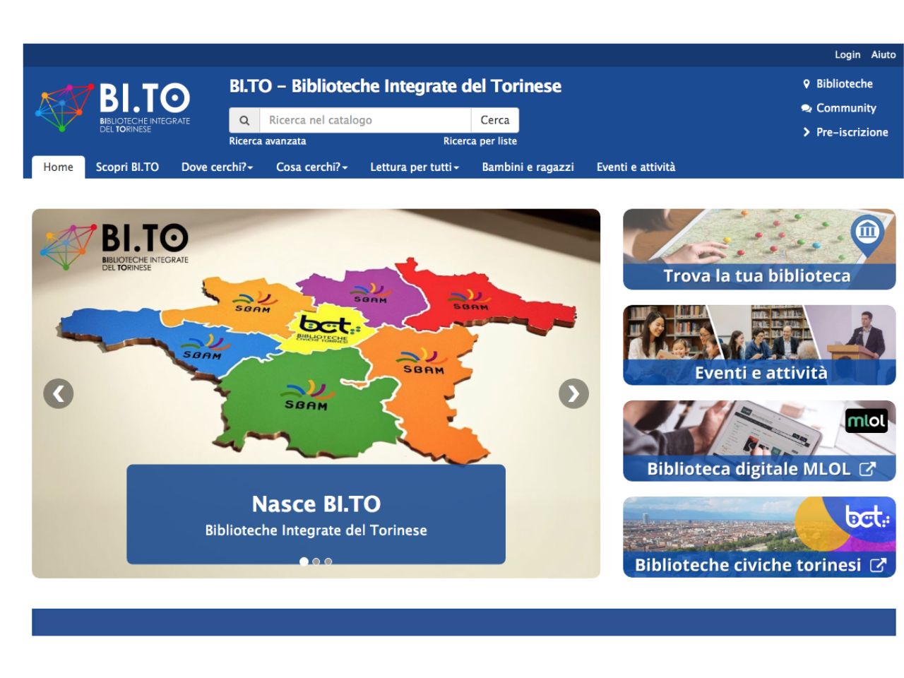 schermata del nuovo portale BI.TO