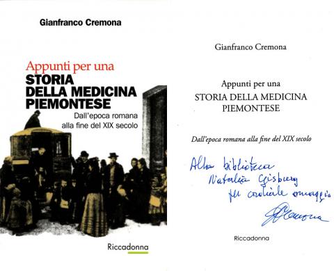 Gianfranco Cremona - Appunti per una storia della medicina piemontese (Riccadonna, 2016)