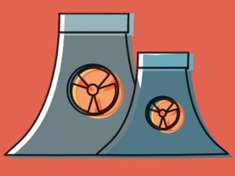 disegno di due torri di centrale nucleare