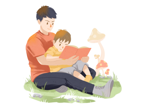disegno papà che legge a bimbo