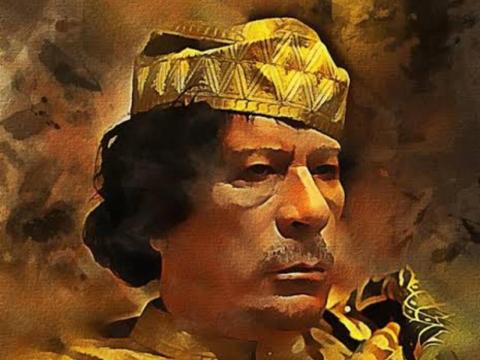 primo piano di Gheddafi